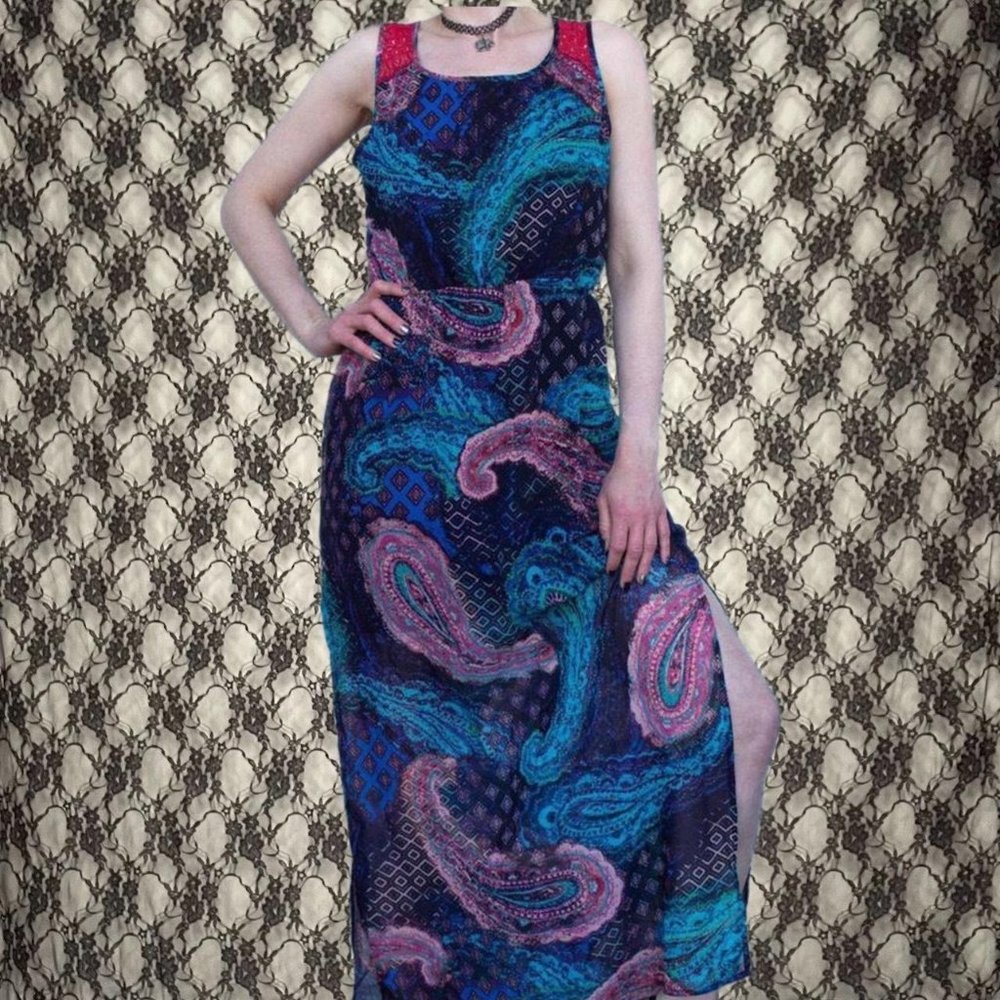 paisley crochet shoulder sleeveless maxi dress maurices junior medium